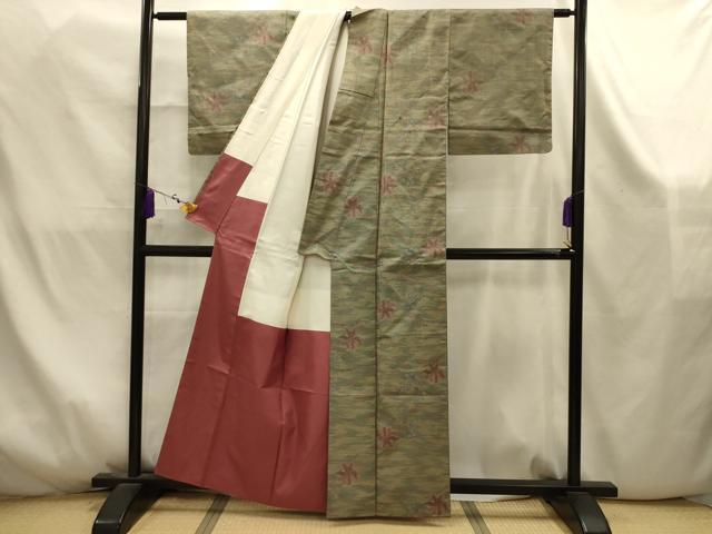 平和屋着物■本場大島紬　枝花文　正絹　逸品　AABK5890sx