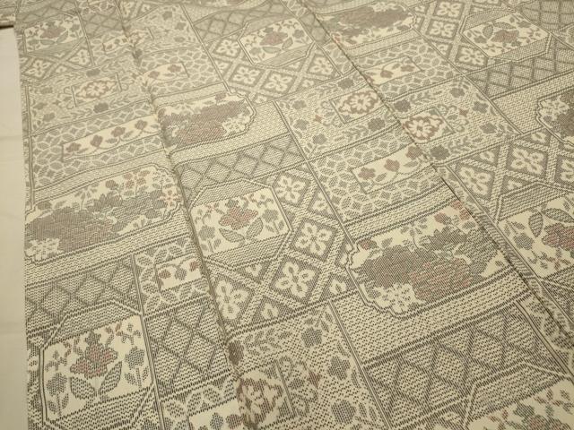 平和屋着物■上質な紬　色紙花文　正絹　逸品　AABK5891sx