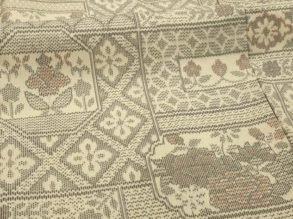 平和屋着物■上質な紬　色紙花文　正絹　逸品　AABK5891sx