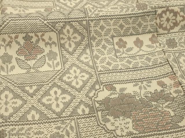 平和屋着物■上質な紬　色紙花文　正絹　逸品　AABK5891sx