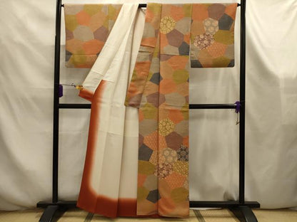 平和屋着物■訪問着　亀甲草花文　正絹　逸品　AABK5893sx