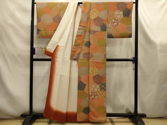 平和屋着物■訪問着　亀甲草花文　正絹　逸品　AABK5893sx