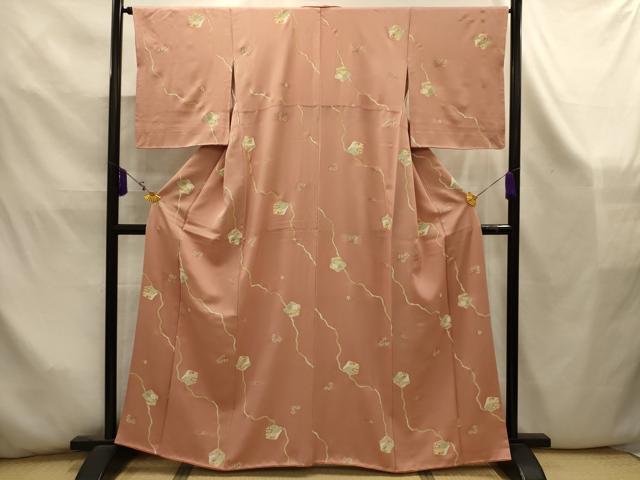 平和屋着物■上質な小紋　亀甲草花文　金彩　正絹　逸品　AABK5896sx
