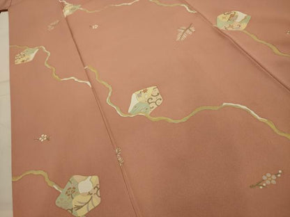 平和屋着物■上質な小紋　亀甲草花文　金彩　正絹　逸品　AABK5896sx