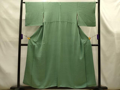 平和屋着物■上質な色無地　芝地紋　柳染色　正絹　逸品　AABK5897sx