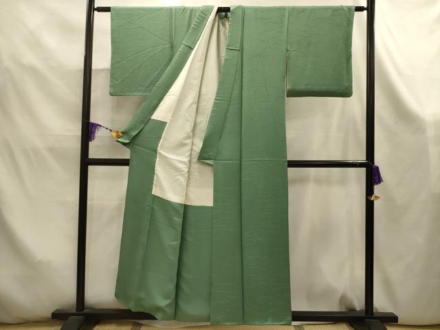 平和屋着物■上質な色無地　芝地紋　柳染色　正絹　逸品　AABK5897sx