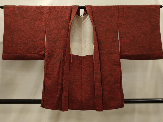 平和屋着物■羽織　型染め　風景文　鬼しぼ縮緬　正絹　逸品　AABK5900sx