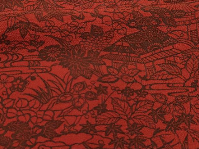 平和屋着物■羽織　型染め　風景文　鬼しぼ縮緬　正絹　逸品　AABK5900sx