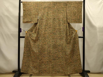 平和屋着物■上質な小紋　羽衣染　草花文　丹後ちりめん　反端付き　正絹　逸品　AABK5901sx