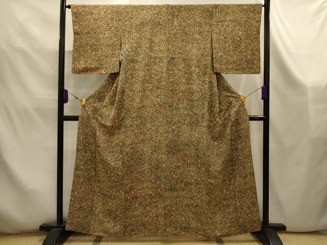 平和屋着物■上質な小紋　羽衣染　草花文　丹後ちりめん　反端付き　正絹　逸品　AABK5901sx