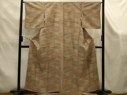平和屋着物■上質な小紋　紬地　変わり間道　正絹　逸品　AABK5903sx