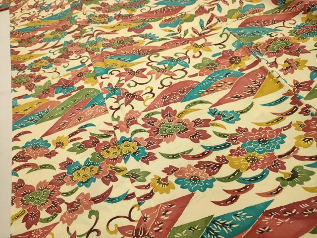 平和屋着物■上質な小紋　型染め　花唐草文　正絹　逸品　AABK5908sx