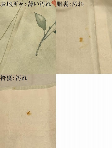 平和屋着物■訪問着　手描き　草花文　正絹　逸品　AABK5912sx