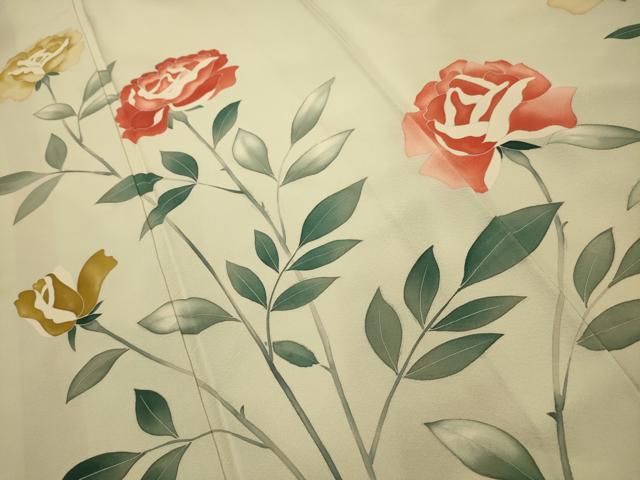 平和屋着物■訪問着　手描き　草花文　正絹　逸品　AABK5912sx
