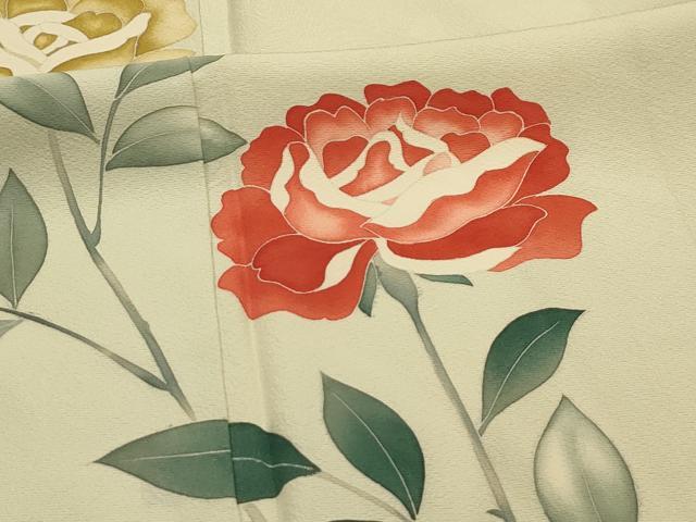 平和屋着物■訪問着　手描き　草花文　正絹　逸品　AABK5912sx