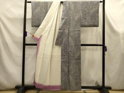 平和屋着物■上質な小紋　松竹梅扇面花文　正絹　逸品　AABK5918sx