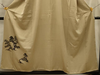 平和屋着物■豪華色留袖　手描き　松文　正絹　逸品　AABK5922sx