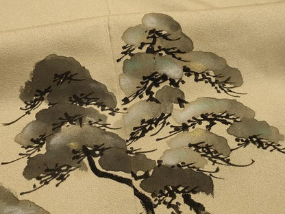 平和屋着物■豪華色留袖　手描き　松文　正絹　逸品　AABK5922sx