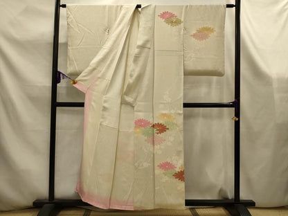 平和屋着物■訪問着　駒刺繍　枝花文　暈し染め　金彩　正絹　逸品　AABK5925sx