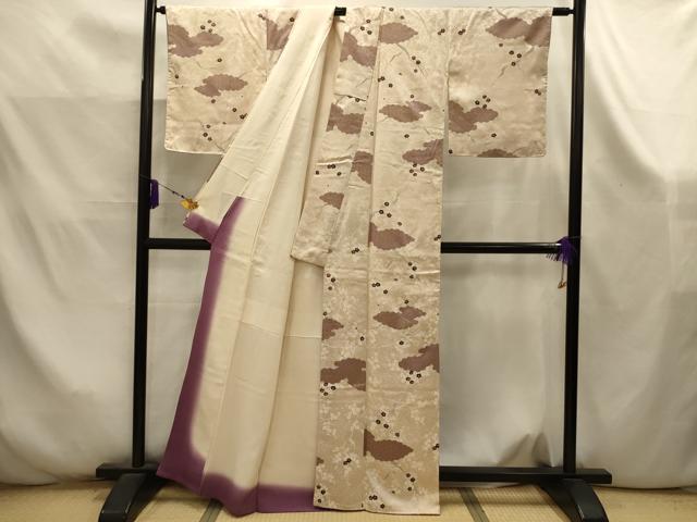 平和屋着物■上質な小紋　雲取り吉祥枝梅文　金彩　正絹　逸品　AABK5929sx