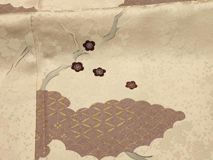 平和屋着物■上質な小紋　雲取り吉祥枝梅文　金彩　正絹　逸品　AABK5929sx
