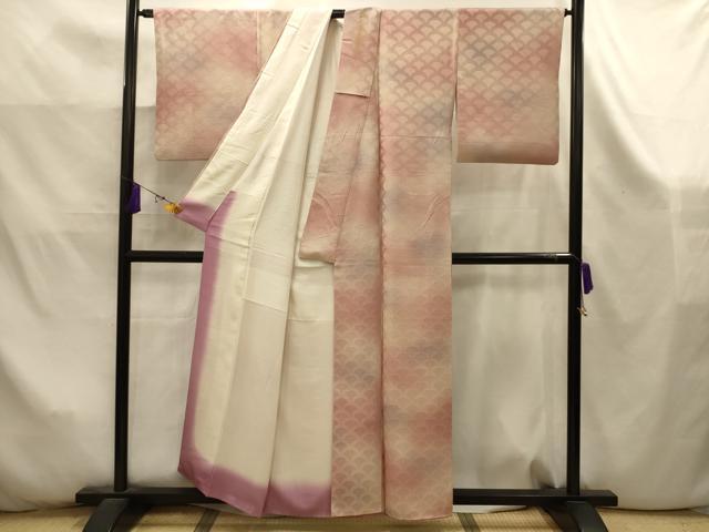 平和屋着物■上質な小紋　青海波地紋　暈し染め　正絹　逸品　AABK5932sx