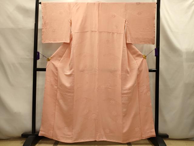 平和屋着物■上質な色無地　立波扇面楓地紋　一斤染色　正絹　逸品　AABK5936sx