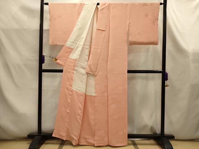 平和屋着物■上質な色無地　立波扇面楓地紋　一斤染色　正絹　逸品　AABK5936sx
