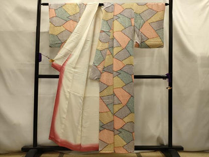平和屋着物■上質な小紋　裂取り鹿の子文　正絹　逸品　AABK5938sx