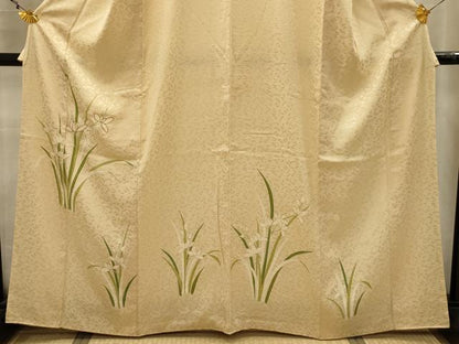 平和屋着物■訪問着　駒刺繍　草花文　金彩　正絹　逸品　AABK5939sx