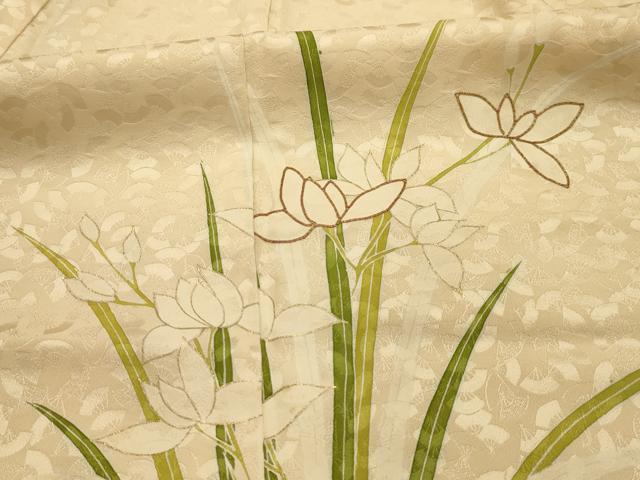 平和屋着物■訪問着　駒刺繍　草花文　金彩　正絹　逸品　AABK5939sx