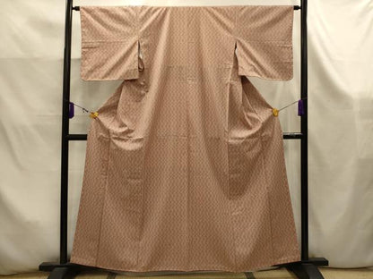 平和屋着物■上質な小紋　紬地　竹　正絹　逸品　AABK5941sx
