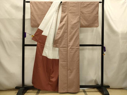 平和屋着物■上質な小紋　紬地　竹　正絹　逸品　AABK5941sx