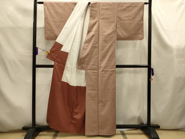 平和屋着物■上質な小紋　紬地　竹　正絹　逸品　AABK5941sx