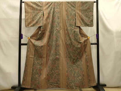平和屋着物■上質な紬　草花間道　正絹　逸品　AABK5943sx