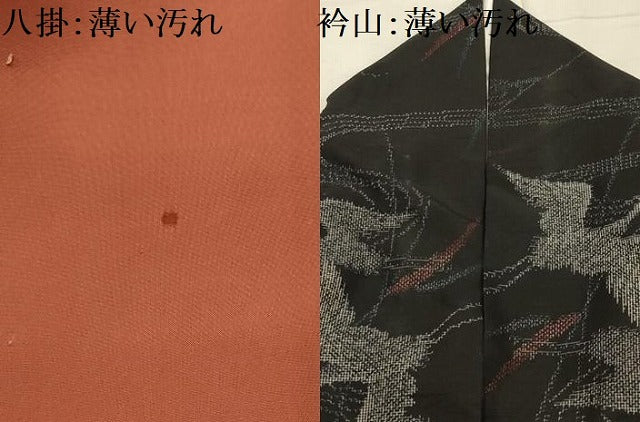 平和屋着物■上質な紬　流水飛鳥文　黒地　正絹　逸品　AABK5944sx