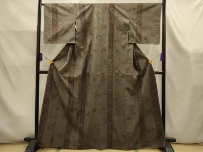 平和屋着物■本場大島紬　草花間道　正絹　逸品　AABK5945sx