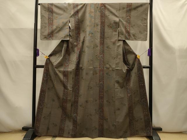 平和屋着物■本場大島紬　草花間道　正絹　逸品　AABK5945sx