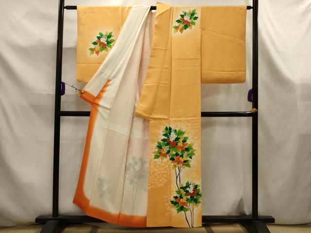 平和屋着物■訪問着　枝花文　暈し染め　金彩　正絹　逸品　AABK5951sx