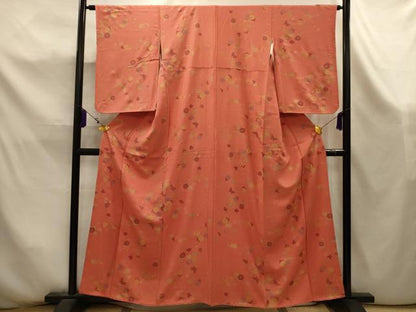 平和屋着物■上質な小紋　花蝶文　金彩　正絹　逸品　AABK5953sx