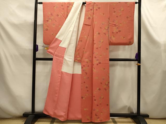 平和屋着物■上質な小紋　花蝶文　金彩　正絹　逸品　AABK5953sx