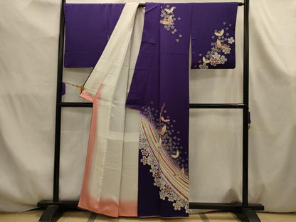 平和屋着物■訪問着　花蝶文　金銀彩　正絹　逸品　AABK5963sx