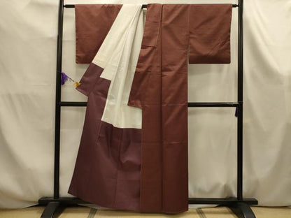 平和屋着物■上質な紬　霞文　焦茶色　正絹　逸品　AABK5964sx