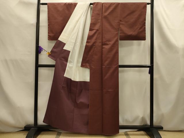 平和屋着物■上質な紬　霞文　焦茶色　正絹　逸品　AABK5964sx