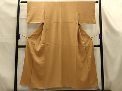 平和屋着物■上質な色無地　三度染　作家物　毘沙門亀甲地紋　香染色　銀座おゝぎ屋扱い　正絹　逸品　AABK5967sx