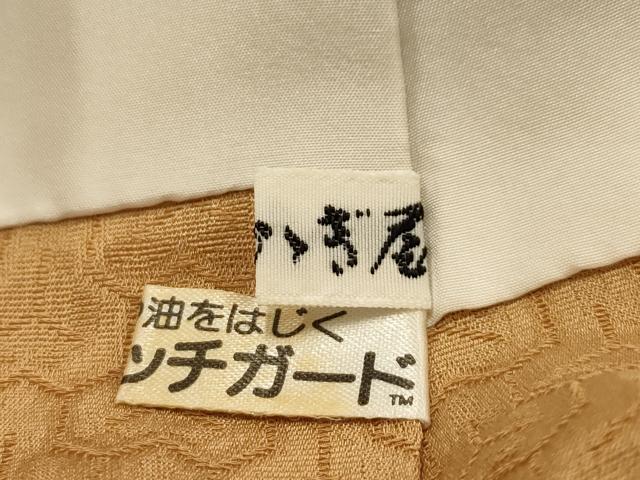 平和屋着物■上質な色無地　三度染　作家物　毘沙門亀甲地紋　香染色　銀座おゝぎ屋扱い　正絹　逸品　AABK5967sx