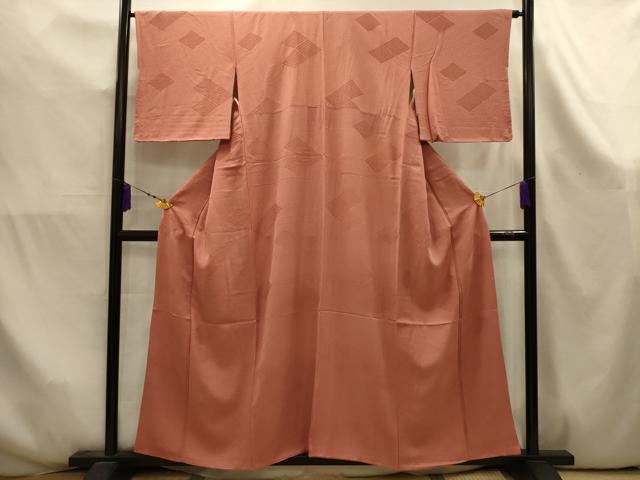 平和屋着物■上質な色無地　菱地紋　遠州茶色　正絹　逸品　AABK5968sx