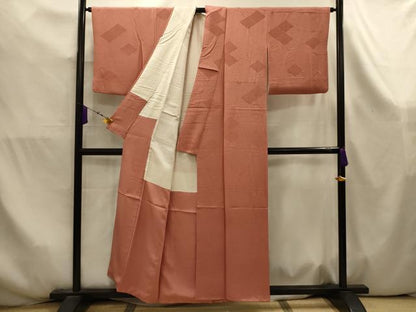 平和屋着物■上質な色無地　菱地紋　遠州茶色　正絹　逸品　AABK5968sx