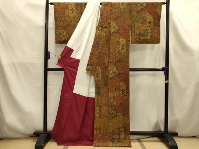 平和屋着物■上質な小紋　鳳凰更紗花文　鬼しぼ縮緬　正絹　逸品　AABK5969sx