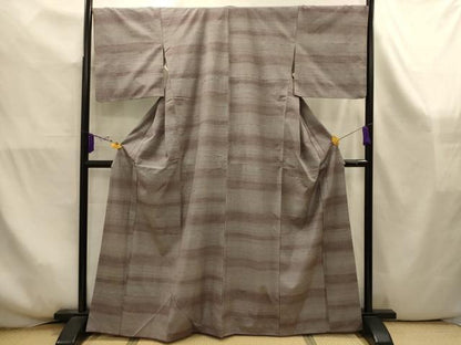 平和屋着物■上質な紬　横段文　眼鏡織　正絹　逸品　AABK5971sx